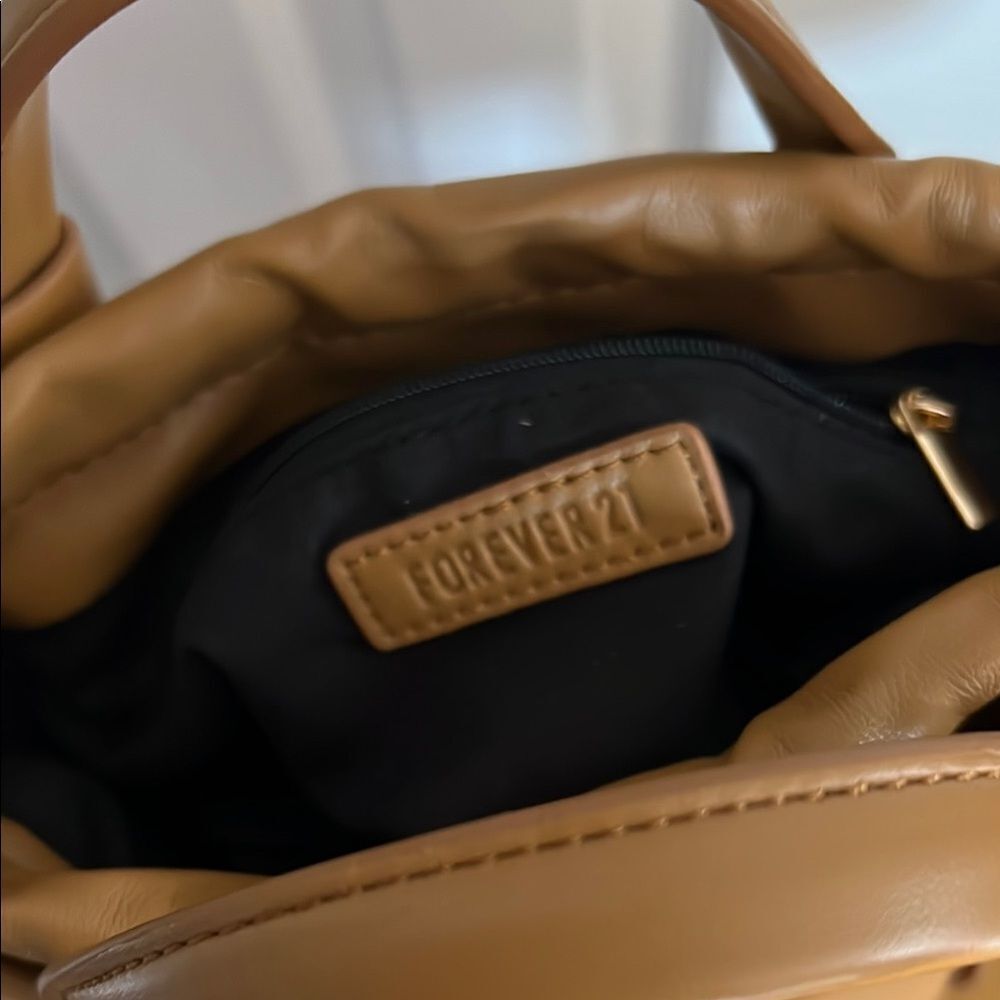 Forever 21 Brown Faux Leather Tote with Woven Design and Gold Accents - Picture 10 of 14